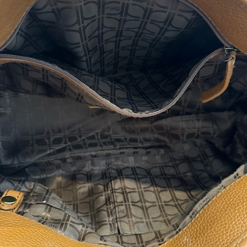Rafē New York Cognac Leather Shoulder Bag w/Gold Hardware Dust Bag Included EUC - Picture 11 of 12
